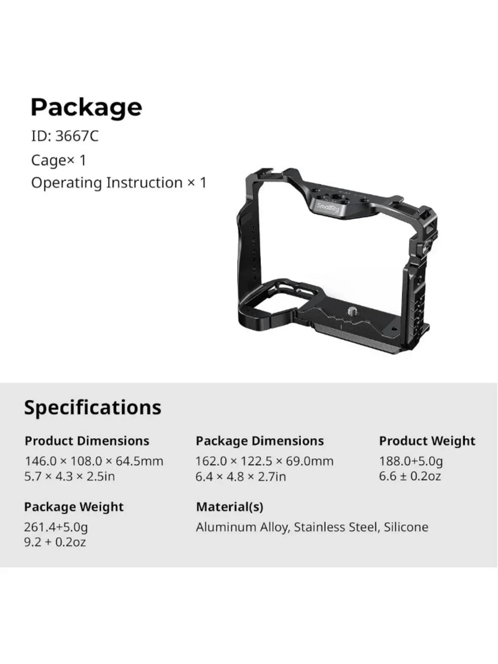 Quick Release Camera Cage for Sony Alpha 7 Series | Lightweight, Durable Design